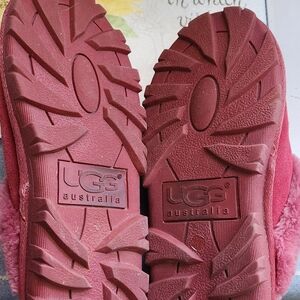 UGG Pink Suede Women's Shearling Slip-On Slippers